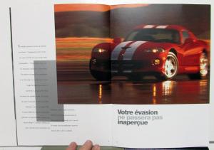 1998 Chrysler Viper Foreign Dealer Sales Brochure French Text W/Data Folder