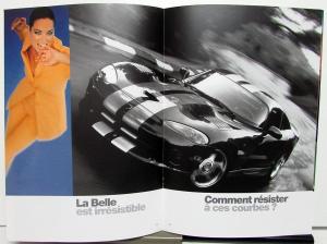 1998 Chrysler Viper Foreign Dealer Sales Brochure French Text W/Data Folder
