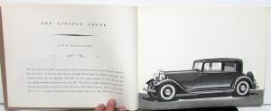 1932 Lincoln Twelve Cylinder Cars Dealer Brochure Custom & Standard Body Repro