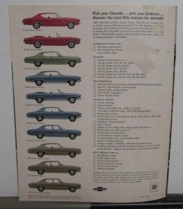 1969 Chevrolet Chevelle SS 396 Concours Malibu 300 Sales Brochure Original