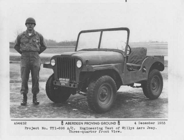 1954 Willys Aero Jeep with Soldier Press Photo 0005 - Aberdeen Proving Ground