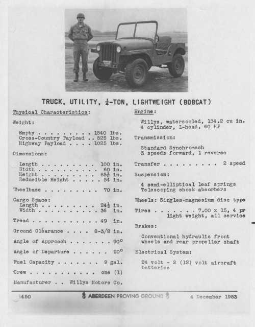 1954 Willys Aero Jeep Spec Sheet Press Photo 0006 - Aberdeen Proving Ground