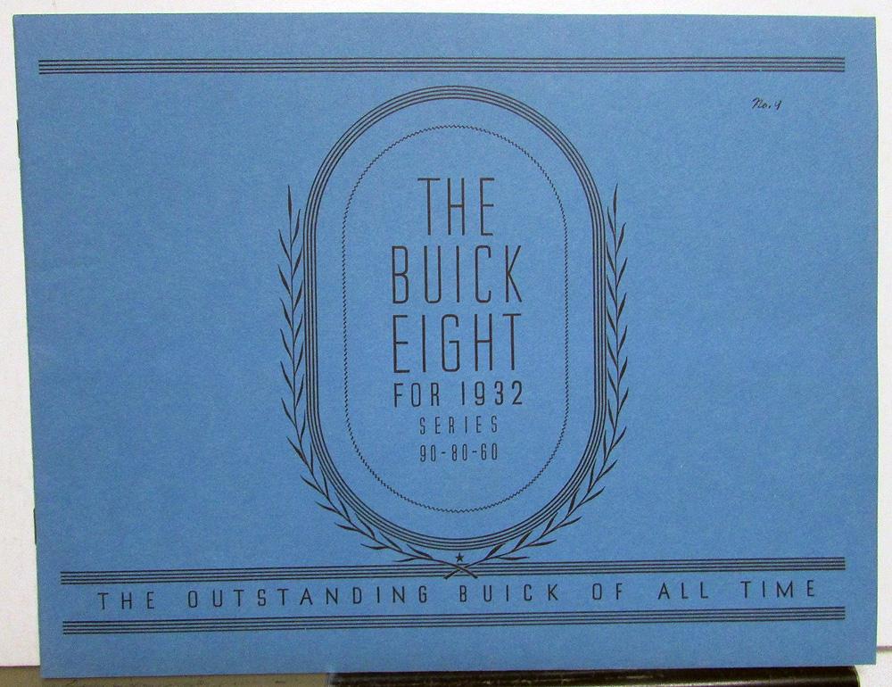 1932 Buick Eight Series 90 80 60 Dealer Sales Brochure Reproduction