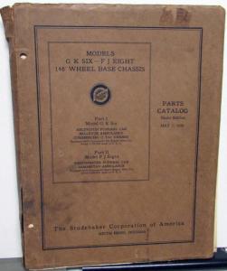 1929 Studebaker Dealer Parts Catalog Book Models G K Six F J Eight 146 WB