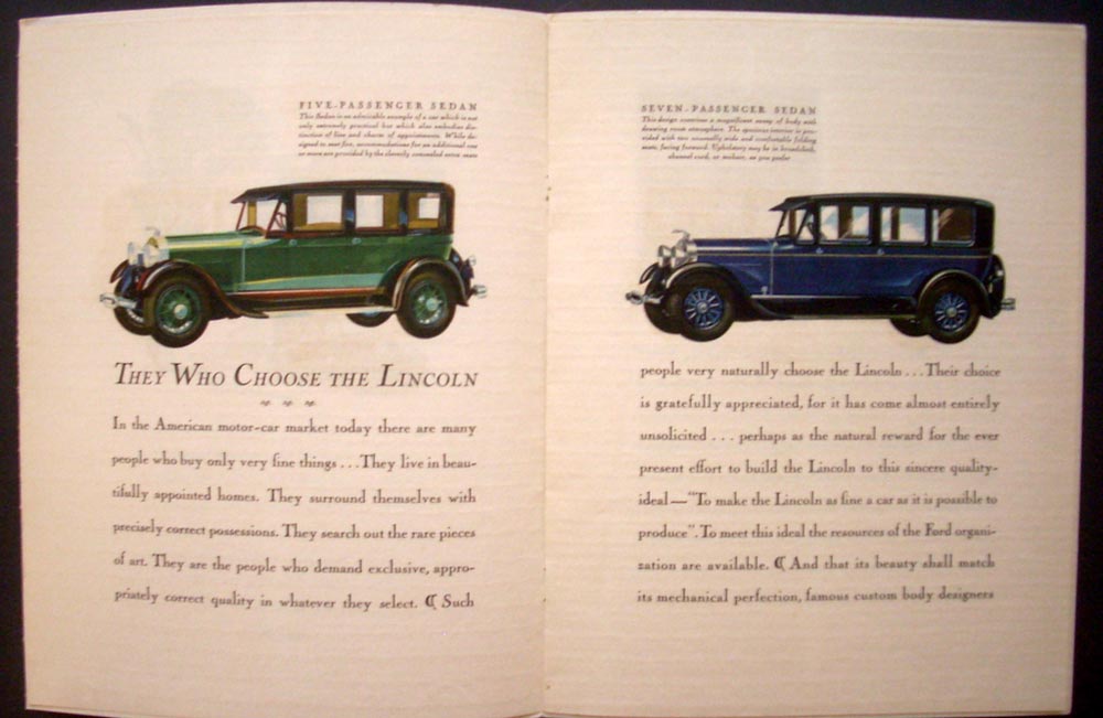 1928 ? They Who Choose the Lincoln ORIGINAL Sales Brochure Sedan Coupe Touring