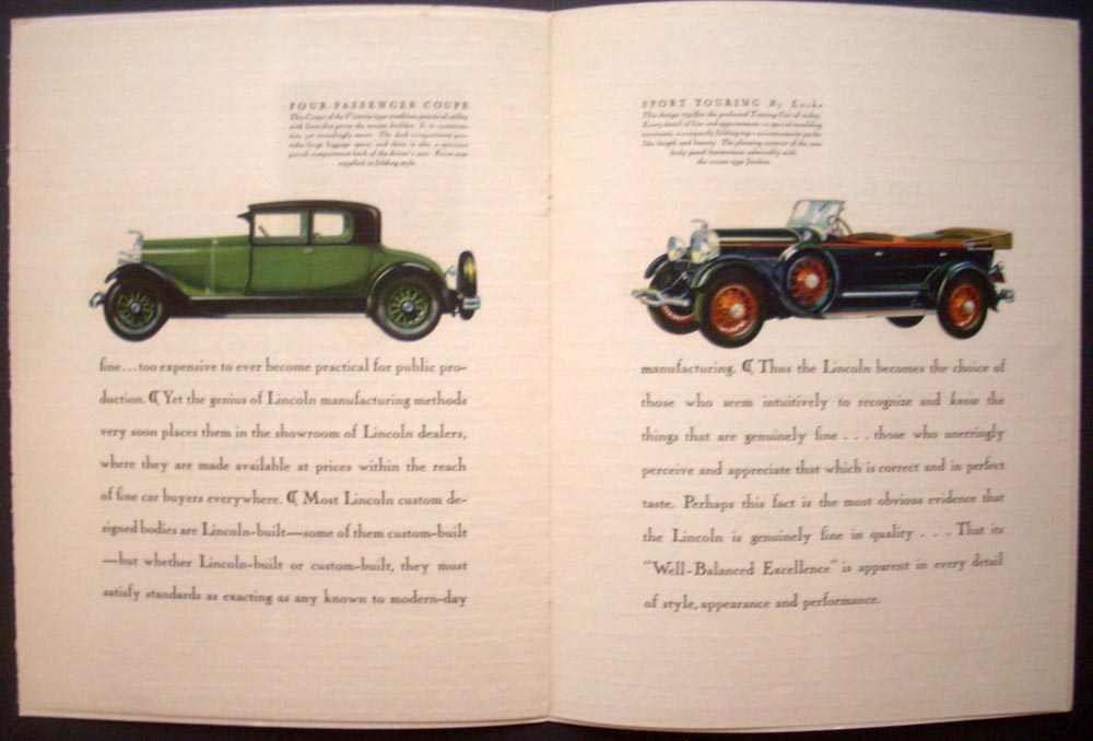 1928 ? They Who Choose the Lincoln ORIGINAL Sales Brochure Sedan Coupe Touring