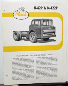 1960 Mack Truck Dealer Brochure Data Sheet N-42P & N-422P Cab-Forward