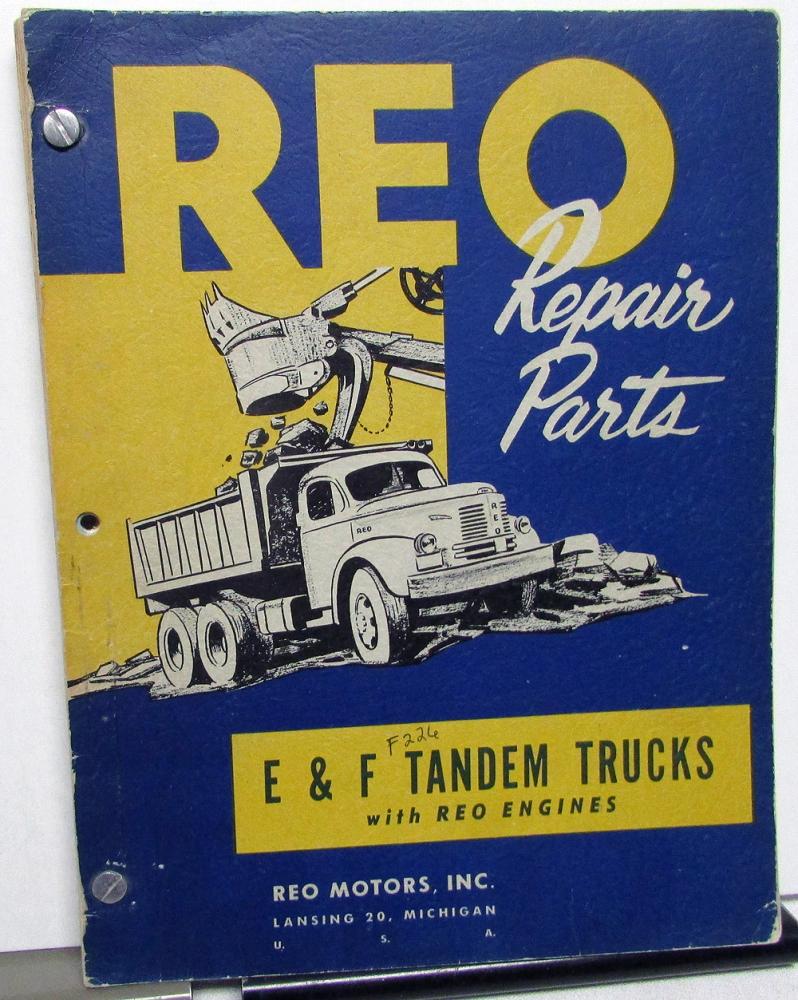 1952 REO Trucks Dealer Repair Parts Book Catalog E & F Tandem Models Orig