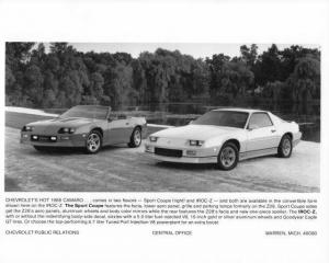 1988 Chevrolet Camaro Sport Coupe and IROC-Z Press Photo with Text 0273