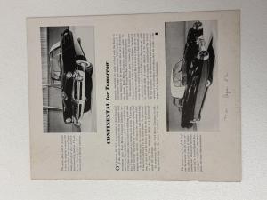 1952 Ford Lincoln Mercury Dealer Continental For Tomorrow Concept Car Handout