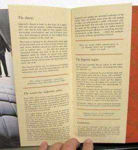 1962 Imperial Dealer Prestige Sales Brochure Crown Le Baron Convertible Original