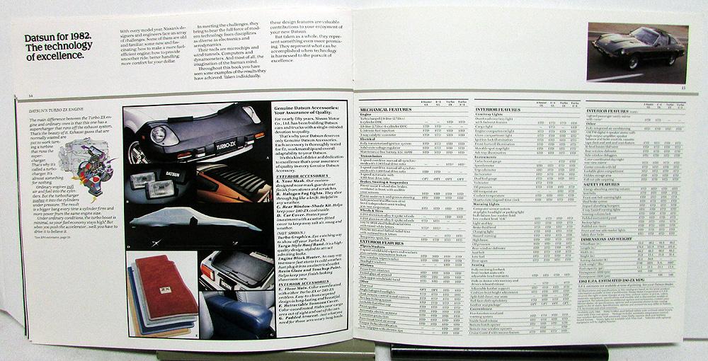 1982 Datsun 280 ZX Dealer Prestige Sales Brochure Turbo Features