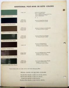 1946 1947 1948 DeSoto  DuPont Color Paint Chips Post War Models Original