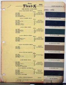 1942 DeSoto Acme Color Paint Chips Original