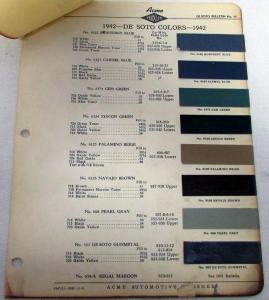 1942 DeSoto Acme Color Paint Chips Original