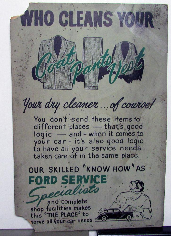 Vintage Ford Dealer Service Department Cardboard Sign Seasons Greetings Rare
