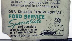 Vintage Ford Dealer Service Department Cardboard Sign Seasons Greetings Rare