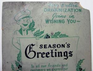 Vintage Ford Dealer Service Department Cardboard Sign Seasons Greetings Rare