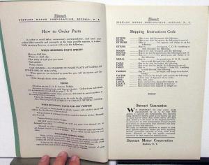 1928 Stewart Motor Trucks 25X 2 Ton Instruction Repair Parts Catalog Owners Man