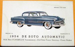 1954 Desoto Firedome Club Coupe Post Card Original