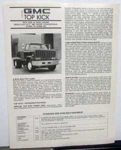 1981 GMC 6000 Top Kick Truck Dealer Sales Brochure Data Sheet Folder