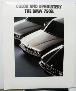 1991 BMW 750 iL Color & Upholstery Dealer Brochure Large Folder Paint Chips