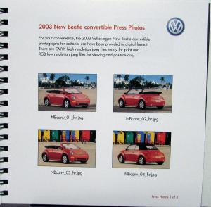 2003 Volkswagen VW Beetle Convertible Press Kit 3D Case W/ Photo CD