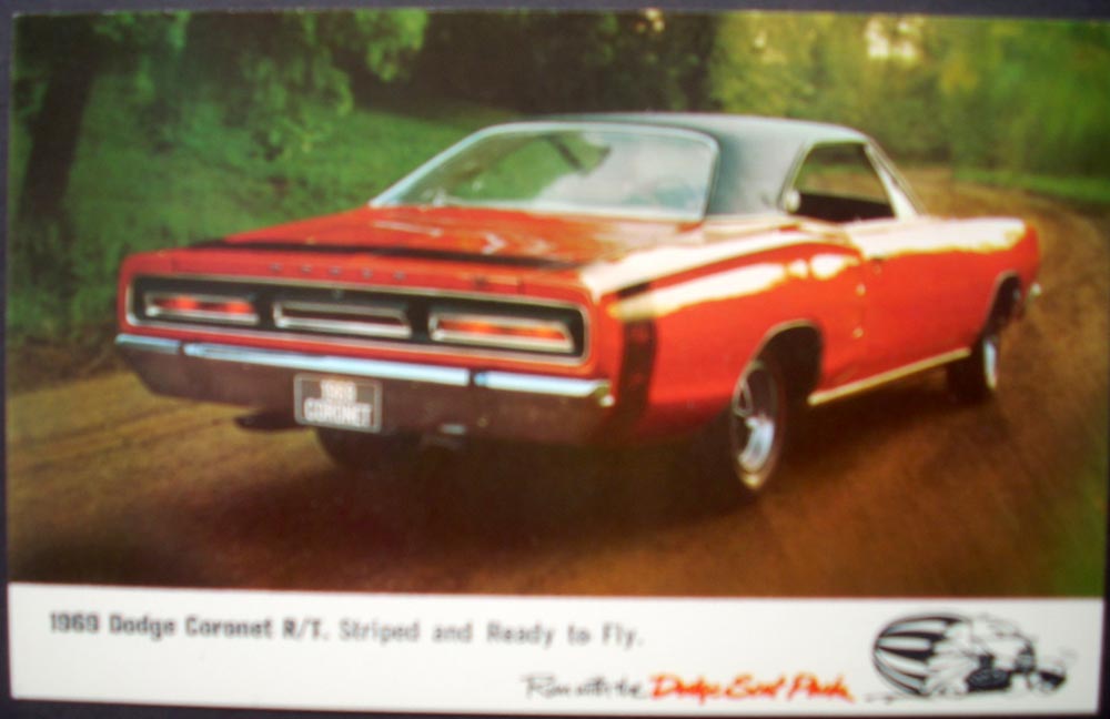 NOS Mopar 1969 Dodge Scat Pack Coronet R/T Dealer Postcard