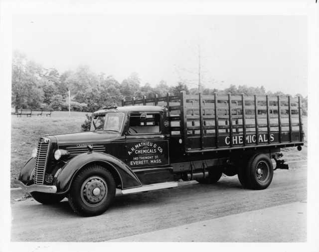 1930s Autocar Stake Truck 0041 - AH Mathieu & Co Chemicals - Everett MA