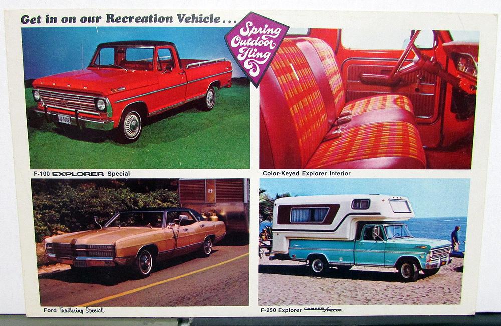 1969 Ford Dealer Promotional Post Card Recreational Vehicle Explorer Pickup