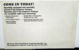 1969 Ford Dealer Promotional Post Card Recreational Vehicle Explorer Pickup
