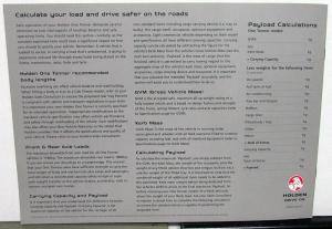 2003 Holden One Tonner & S Australian Small Truck Dealer Sales Brochure Features