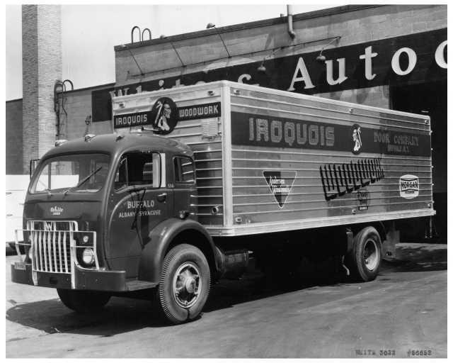 1950s White Truck Press Photo 0095 - Iroquois Door Co - Buffalo Albany Syracuse