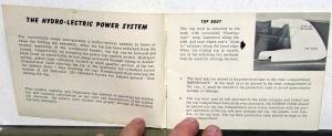 1963 General Motors GM Convertible Top Operation Care Owners Manual SS Corvette