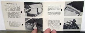 1963 General Motors GM Convertible Top Operation Care Owners Manual SS Corvette