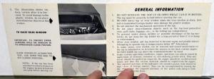 1963 General Motors GM Convertible Top Operation Care Owners Manual SS Corvette
