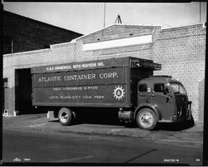 1950s White Trailer Truck Press Photo 0100 - Atlantic Container - Long Island NY