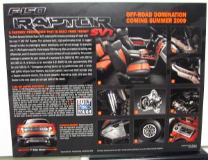 2009 Ford F-150 Raptor SVT Special Edition Pickup Truck Data Card Handout