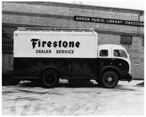 1950s White Box Truck Press Photo 0101 - Firestone Dealer Service - Akron
