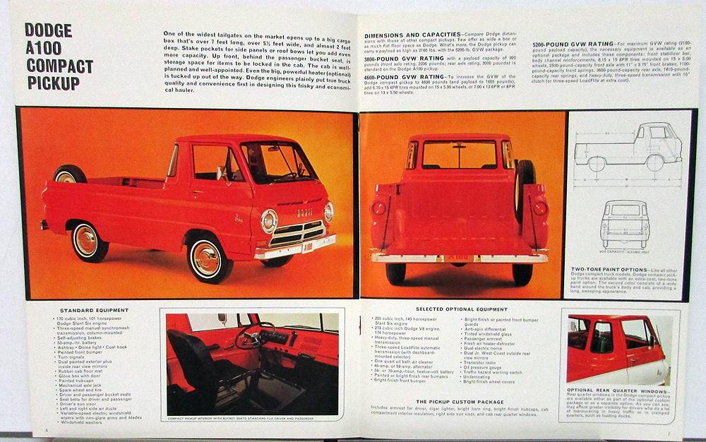 1965 1966 Dodge A100 Compact Truck Van Pickup Sportsman Wagon Brochure