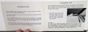 1966 General Motors GM Convertible Top Operation Care Owners Manual Electric 66