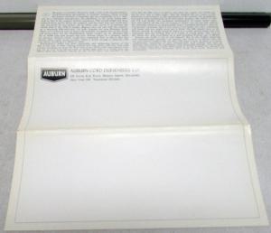 1960s 1970s Auburn Speedster Dealer Sales Set Model 866 Mailers Brochure