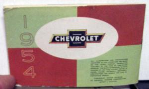 1954 Chevrolet Bel Air Two Ten One Fifty 210 150 Pocket Size Sales Brochure Orig