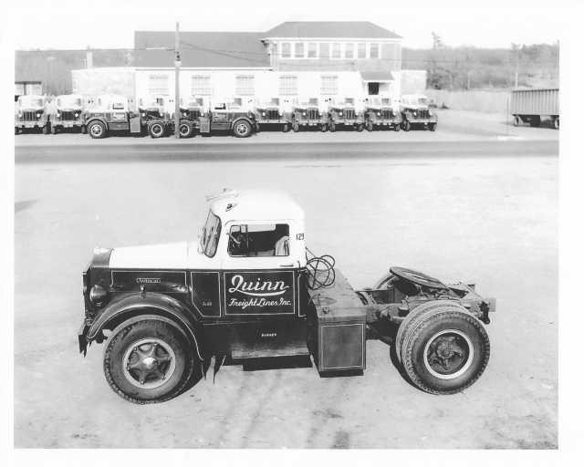 1950s Autocar with Fleet in Background Press Photo 0042 - Quinn Freight Lines