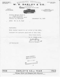 1960 GMC 6000 Champion Fire Truck Press Photo and Letter 0257 - Butterfield FPD