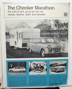 1968 Checker Marathon Dealer Sales Sheet & Letter Trailer Towing Features Specs