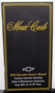 1979 Chevrolet Monte Carlo Owners Manual Care & Operation Instructions Orig