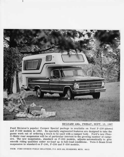 1968 Ford F-250 Camper Special Press Photo with Text 0285