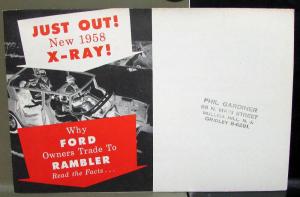 1958 AMC Rambler Dealer Mailers Brochures Pair X-Ray Compare to Ford Models