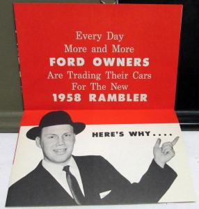1958 AMC Rambler Dealer Mailers Brochures Pair X-Ray Compare to Ford Models